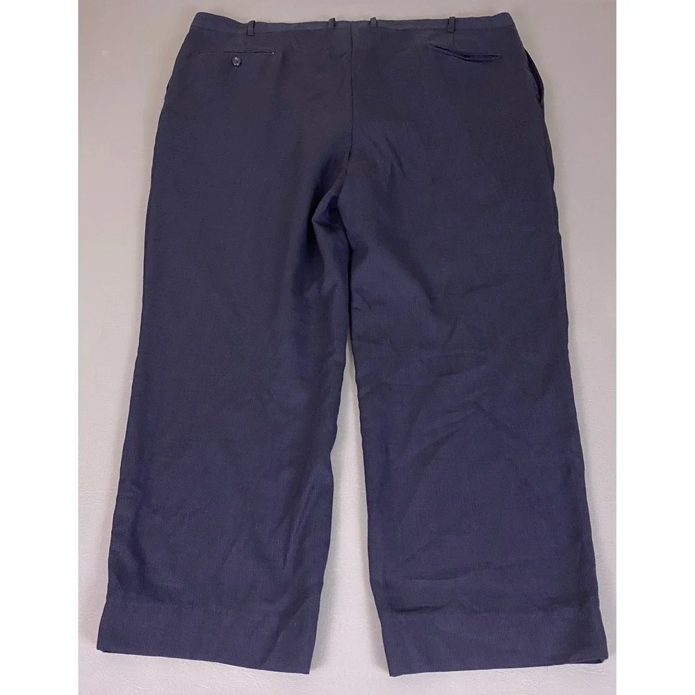 Vintage Dress Pants Trousers Men's 44x28 Navy Blue Pleated Front Relaxed‎ Fit